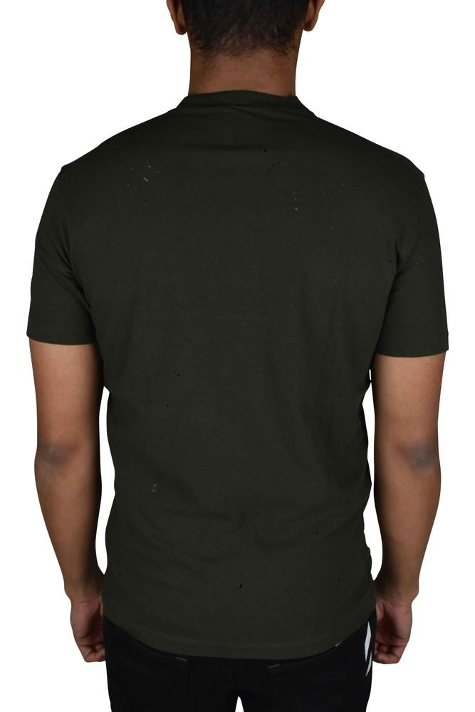 Dsquared2 Distressed Khaki Green Cotton T-Shirt