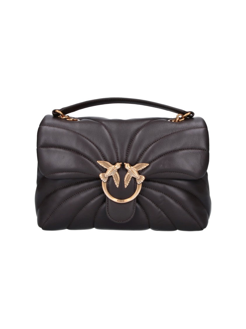 Pinko Brown Quilted Leather Large Love Bag Puff Shoulder Bag