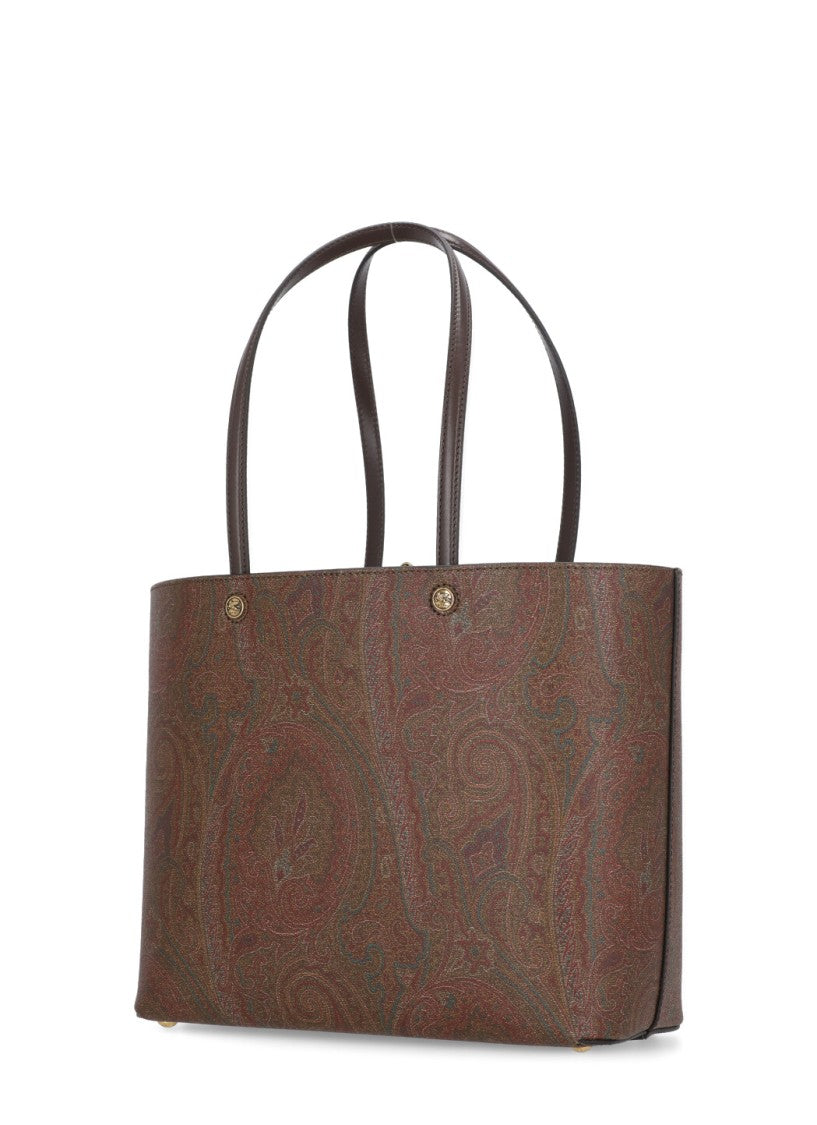Etro Rectangular Cotton Shopping Bag With Contrasting Paisley Pattern