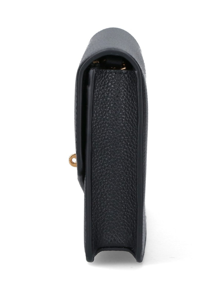 Mulberry "Darley" Chain Clutch In Black Calfskin