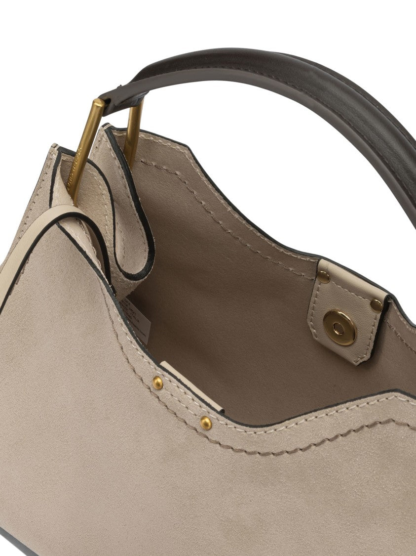Gianni Chiarini Spacious Beige Leather Shoulder Bag With Gold-Tone Accents