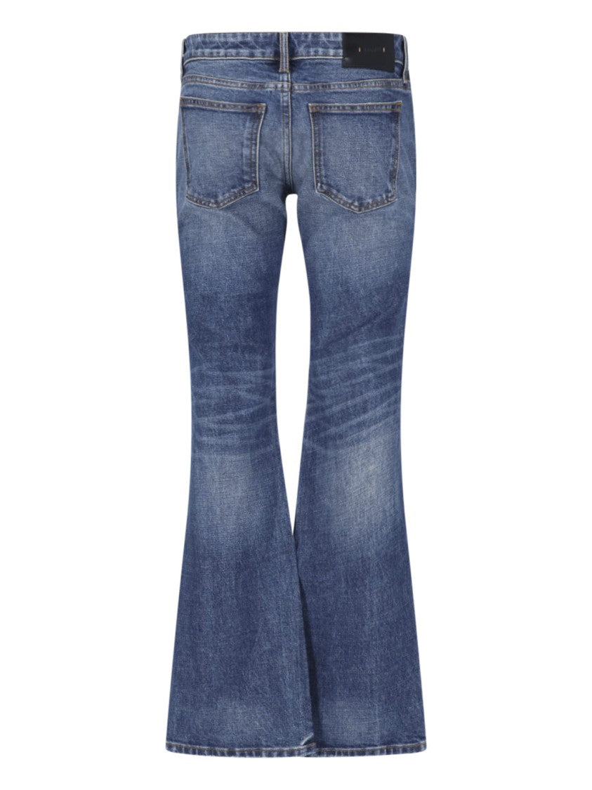 Khaite Bootcut Jeans With Vintage Wash And Leather Logo Patch