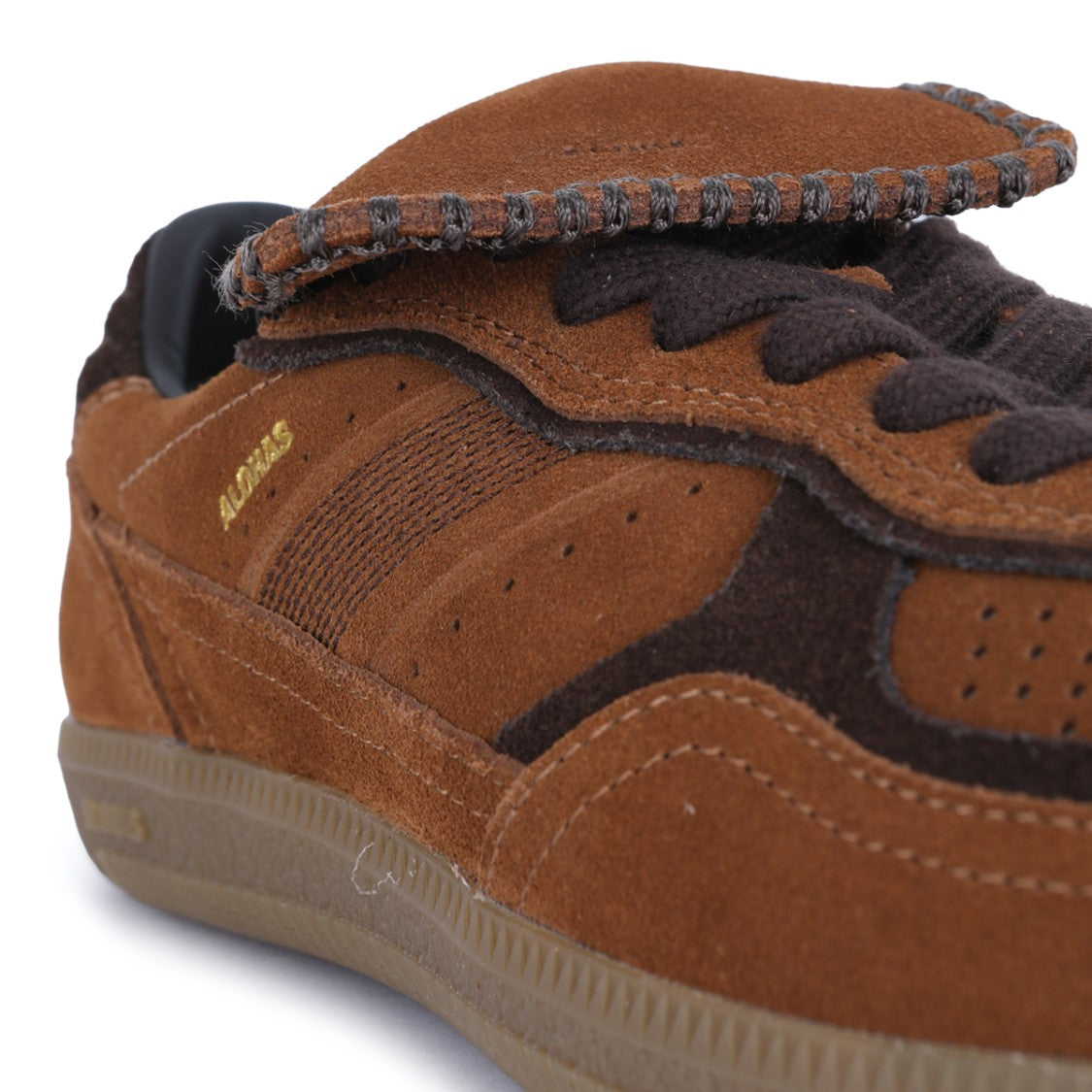 Alohas Brown Leather Lace Cover Tab Contrast Sneakers