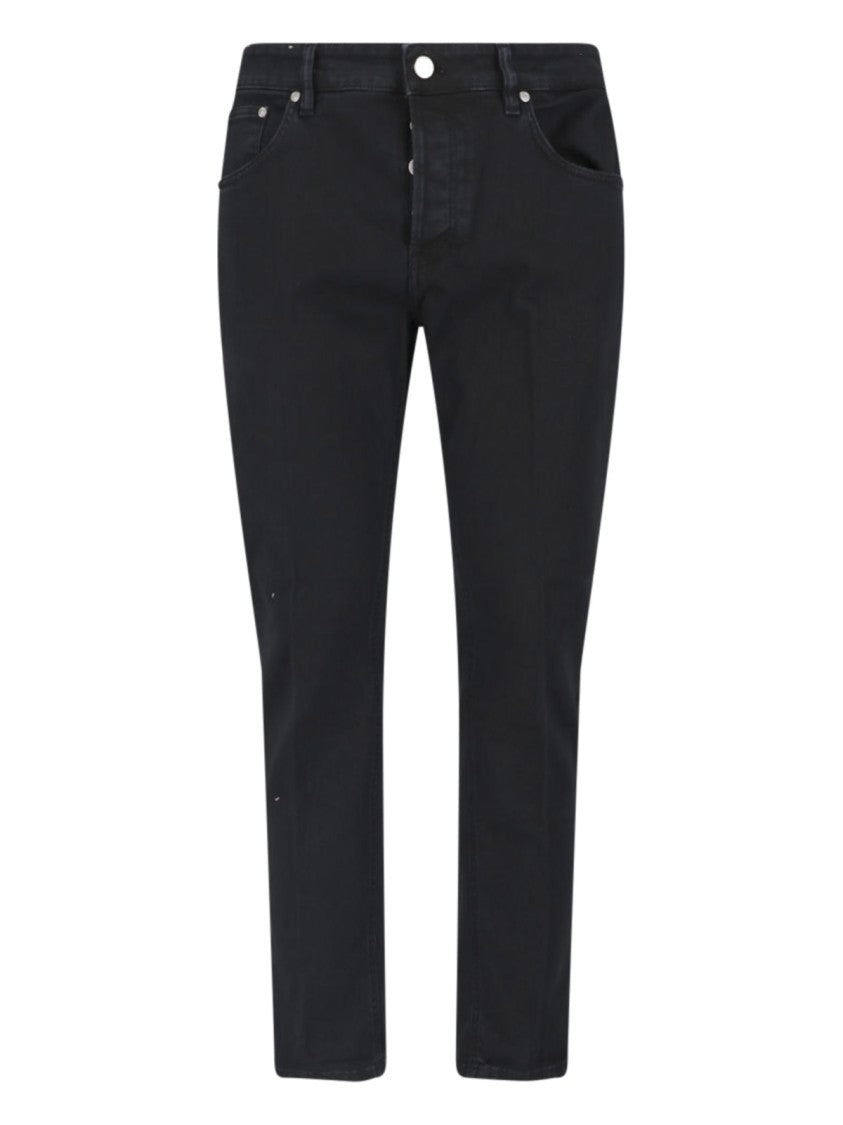 Pt Torino Black Straight-Leg Stretch Cotton Jeans
