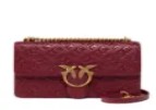 Pinko Bordeaux Shoulder Bag With Love Birds Buckle