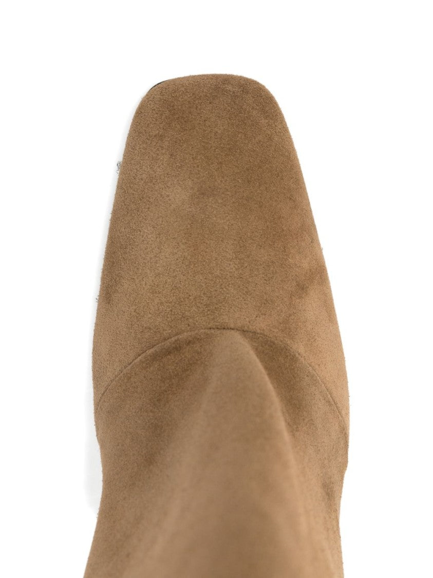 Coperni Brown Square Toe Block Heel Boots