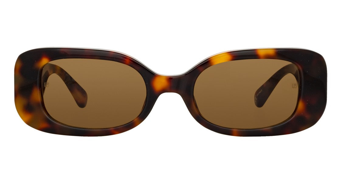 Linda Farrow Lfl Oversized Tortoiseshell Square Sunglasses With Gold Emblem