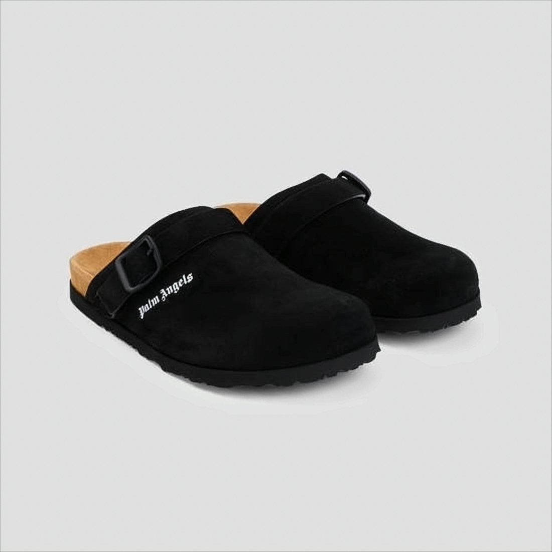 Palm Angels Matte-Finish Suede Slip-On Mules With Adjustable Strap