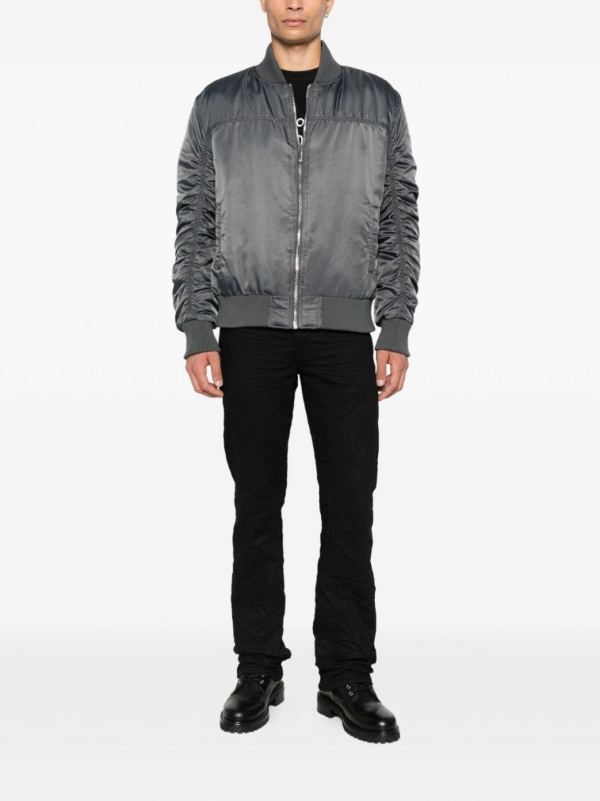 John Richmond Contemporary Bomber Jacket With Ruched Sleeve Details