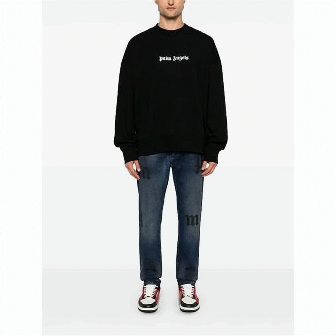 Palm Angels Straight-Leg Denim Pants With Bold Graphics