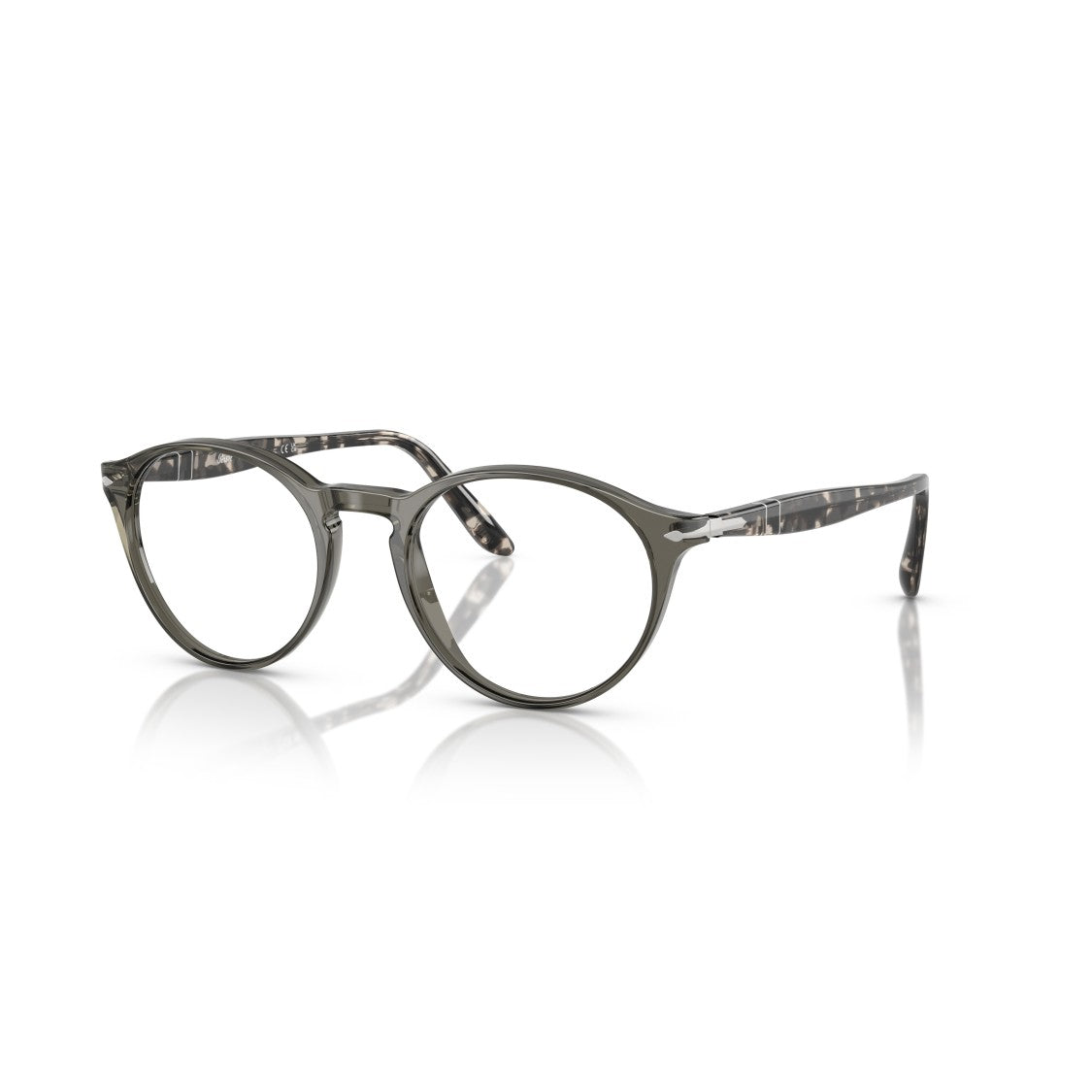 Persol 0Po3092v Rounded Acetate Eyeglasses With Patterned Temples