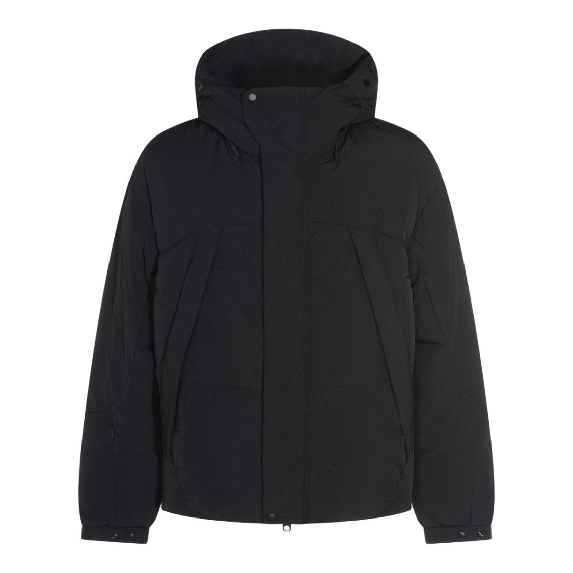 Jg1 Boxy Black Padded Jacket With High Collar