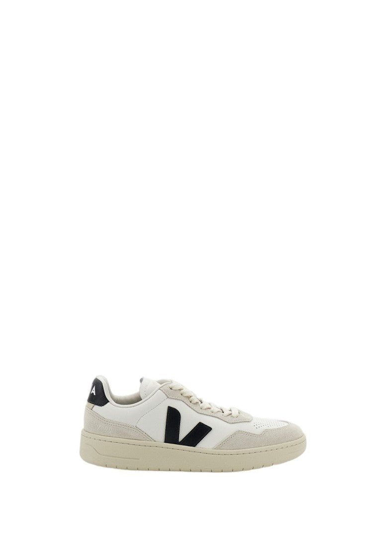 Veja White Black V-90 Leather Suede Sneakers