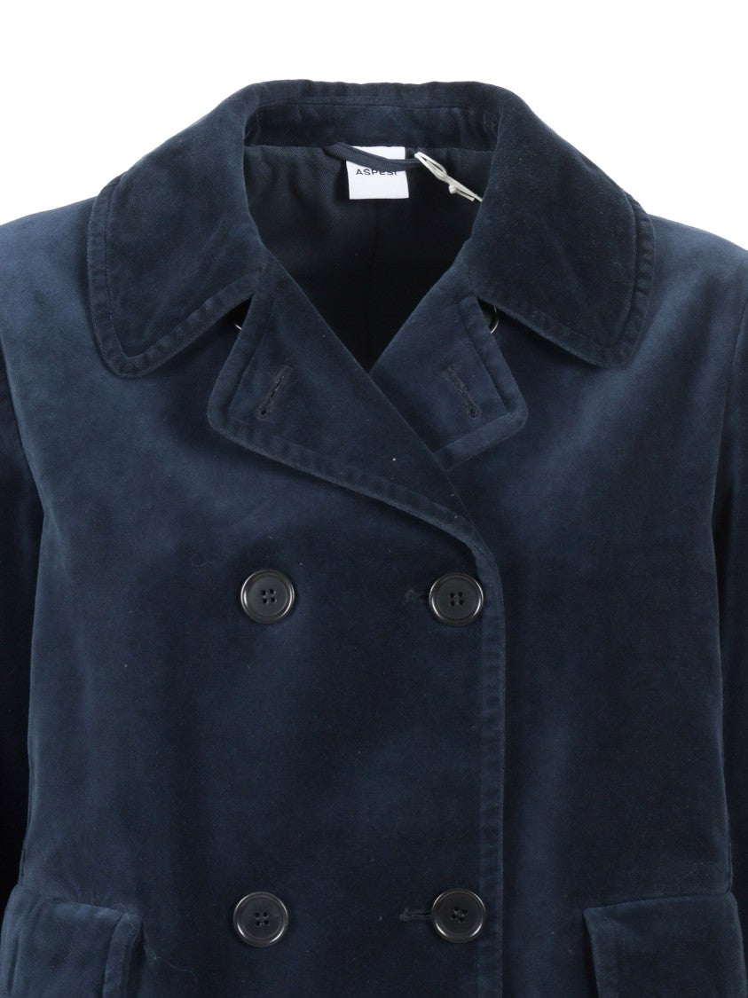 Aspesi Navy Blue Double-Breasted Jacket
