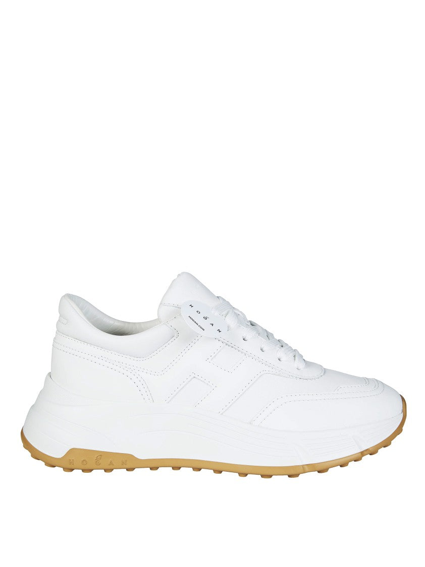 Hogan White Leather Gum Sole Sneakers