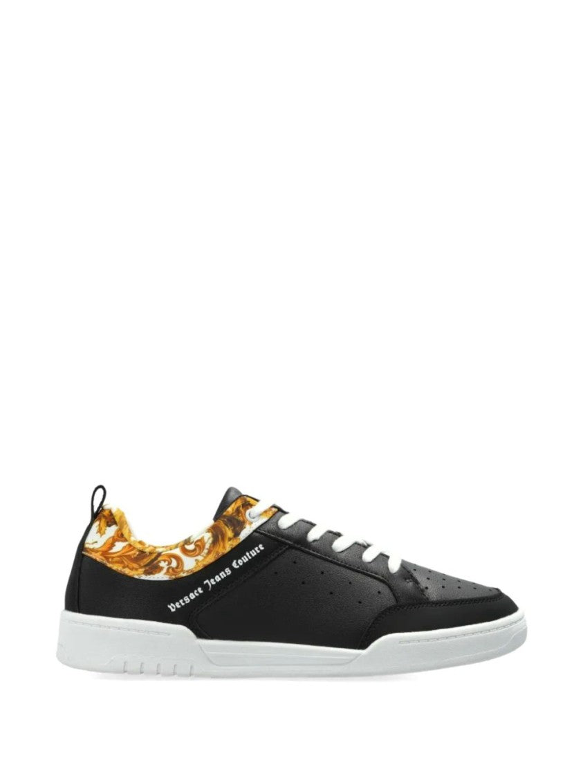 Versace Jeans Couture Black Baroque Detail Classic Sneakers