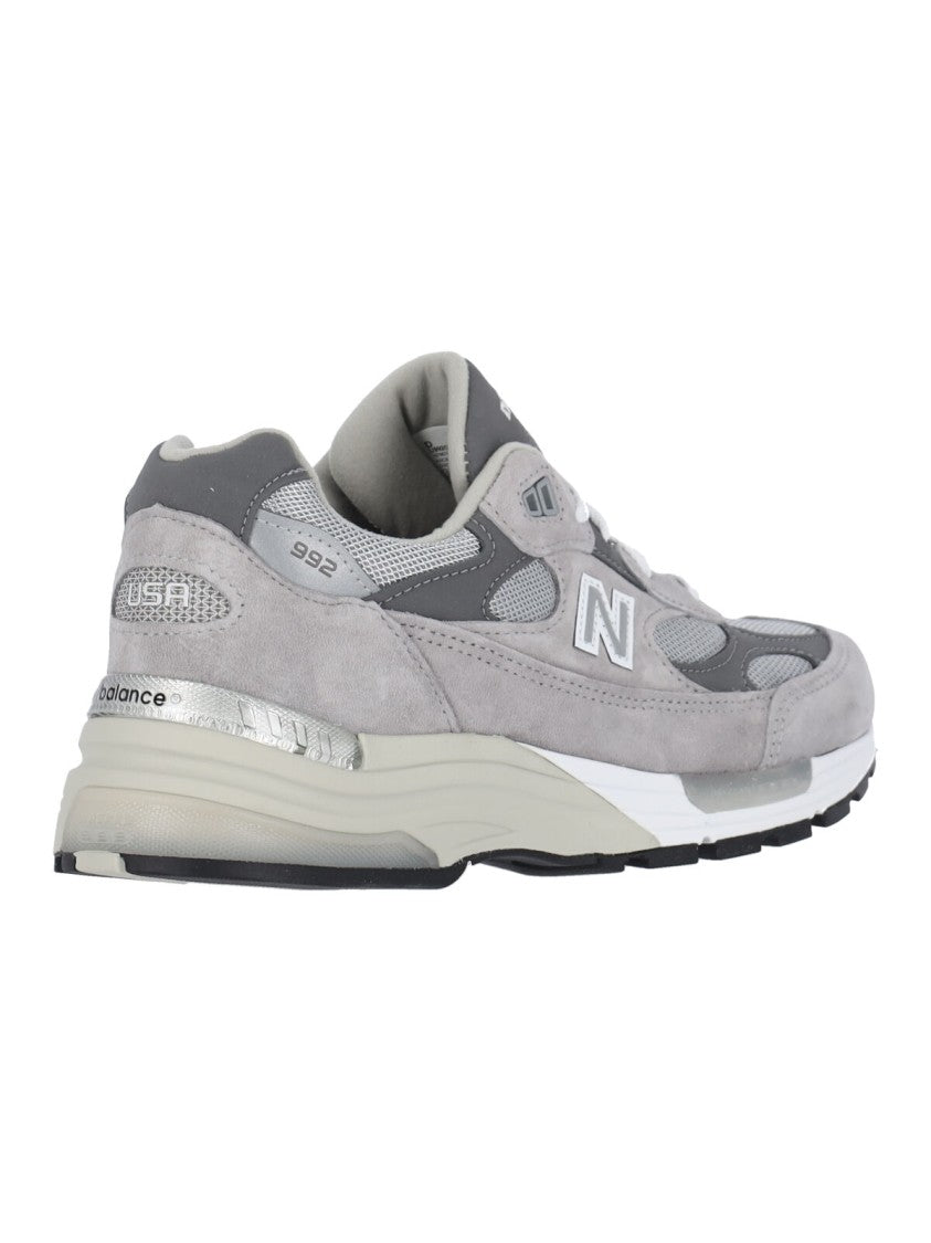 New Balance Grey Made In Usa 992 Suede Mesh Sneakers