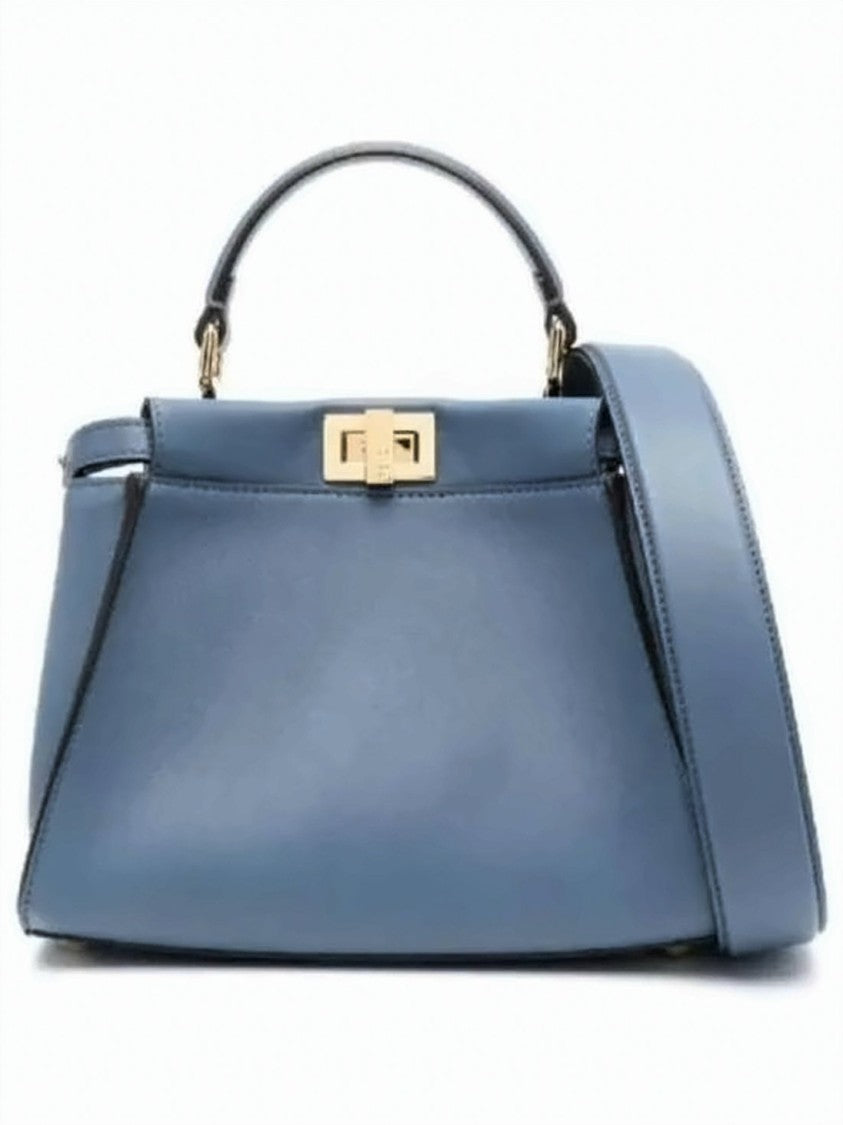 Fendi Trapezoidal Structured Tote With Gold-Tone Twist-Lock Closure
