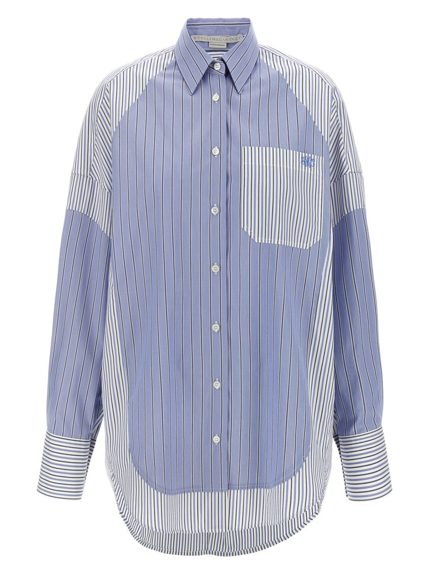 Stella Mccartney Multi-Striped Oxford Cotton Shirt With Embroidered Logo