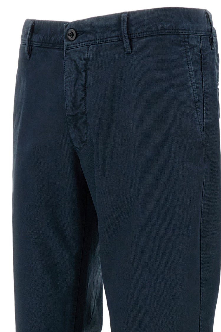 Incotex Blue Stretch Cotton Slim-Cut Straight-Leg Pants