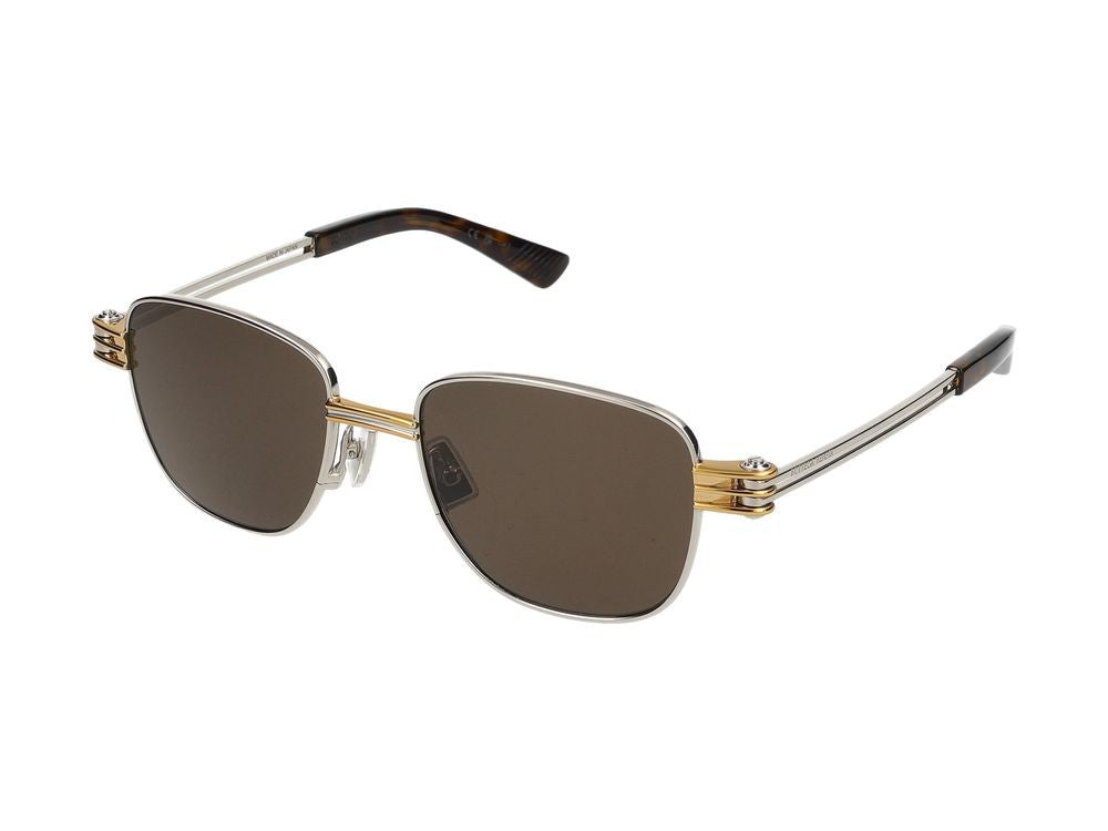 Bottega Veneta Silver Tortoiseshell Tips Metal Frame Sunglasses