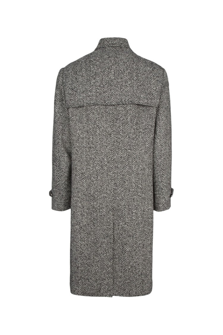 Brunello Cucinelli Double-Breasted Herringbone Overcoat With Wide Lapels