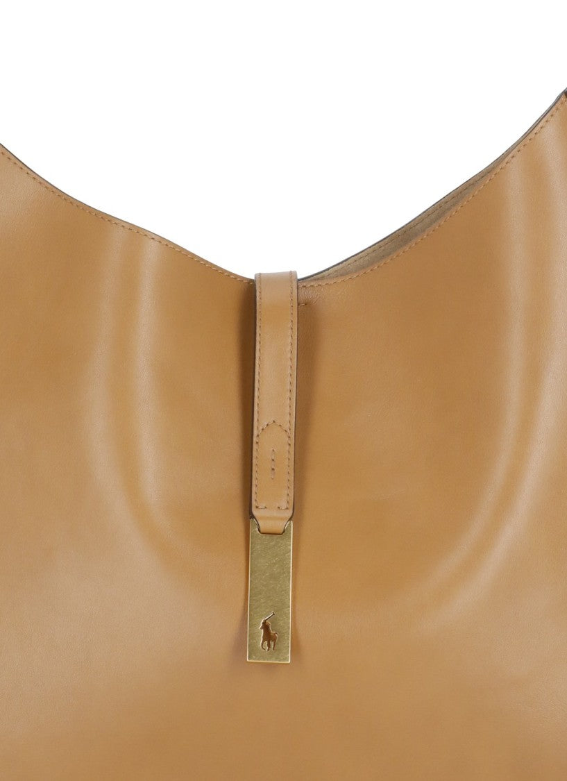 Polo Ralph Lauren Rounded Crescent-Shaped Leather Shoulder Bag With Adjustable Strap