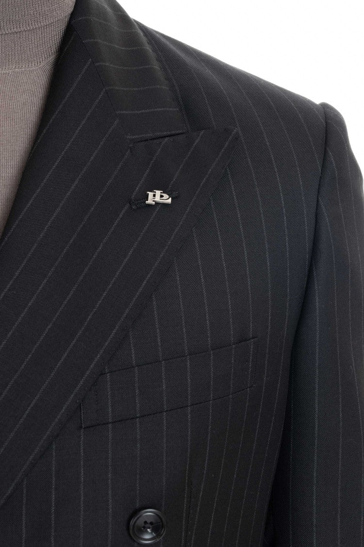 Tagliatore Double-Breasted Pinstripe Wool Suit Mod. Black