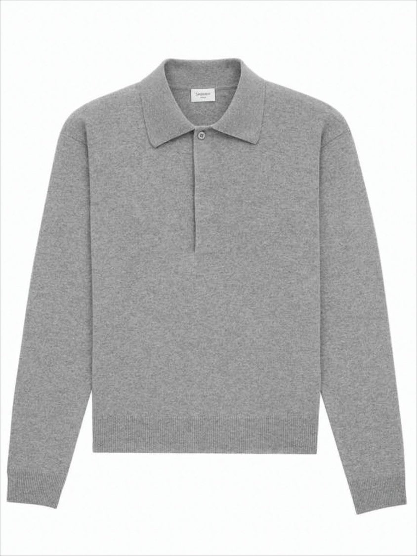 Saint Laurent Wool Long-Sleeve Polo Shirt With Classic Collar