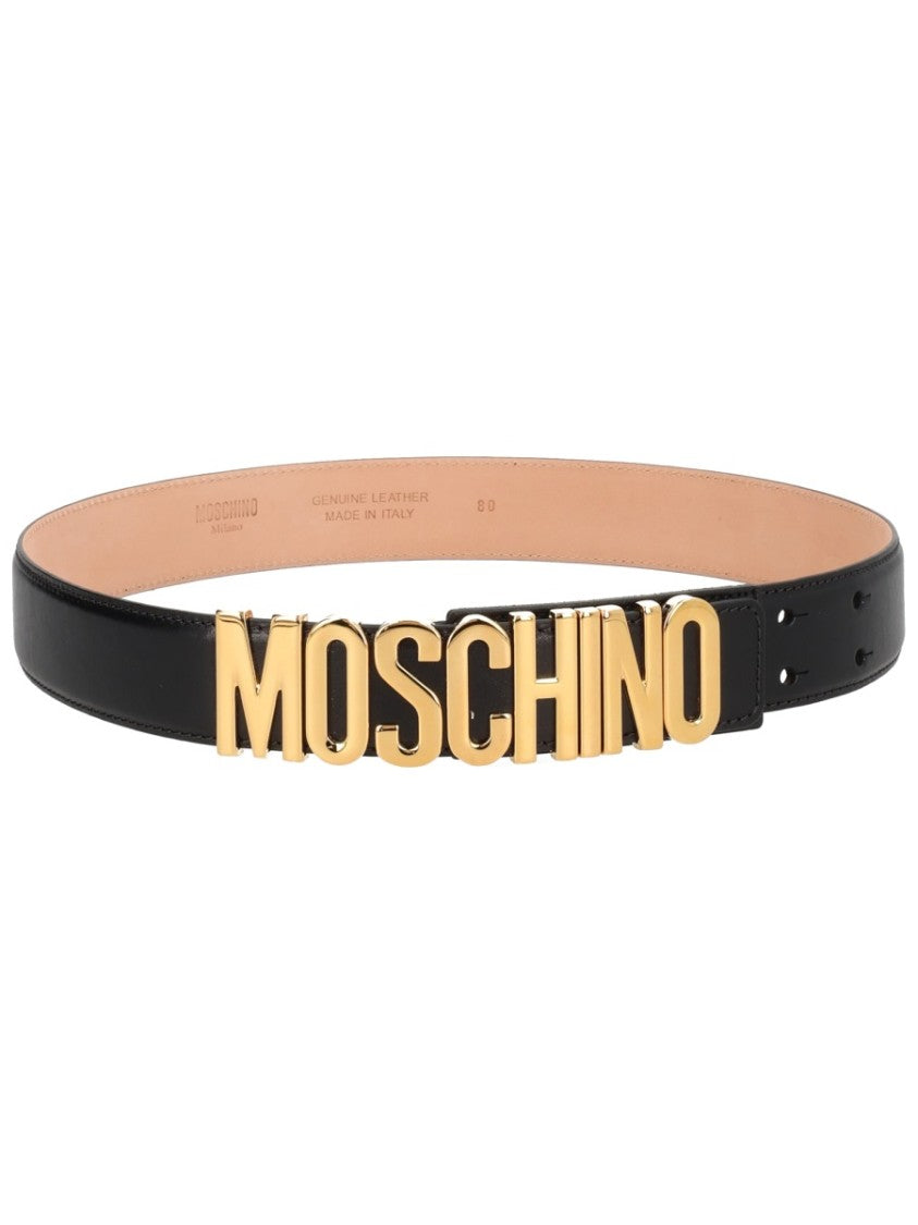 Moschino Black Modern Opulence Leather Belt