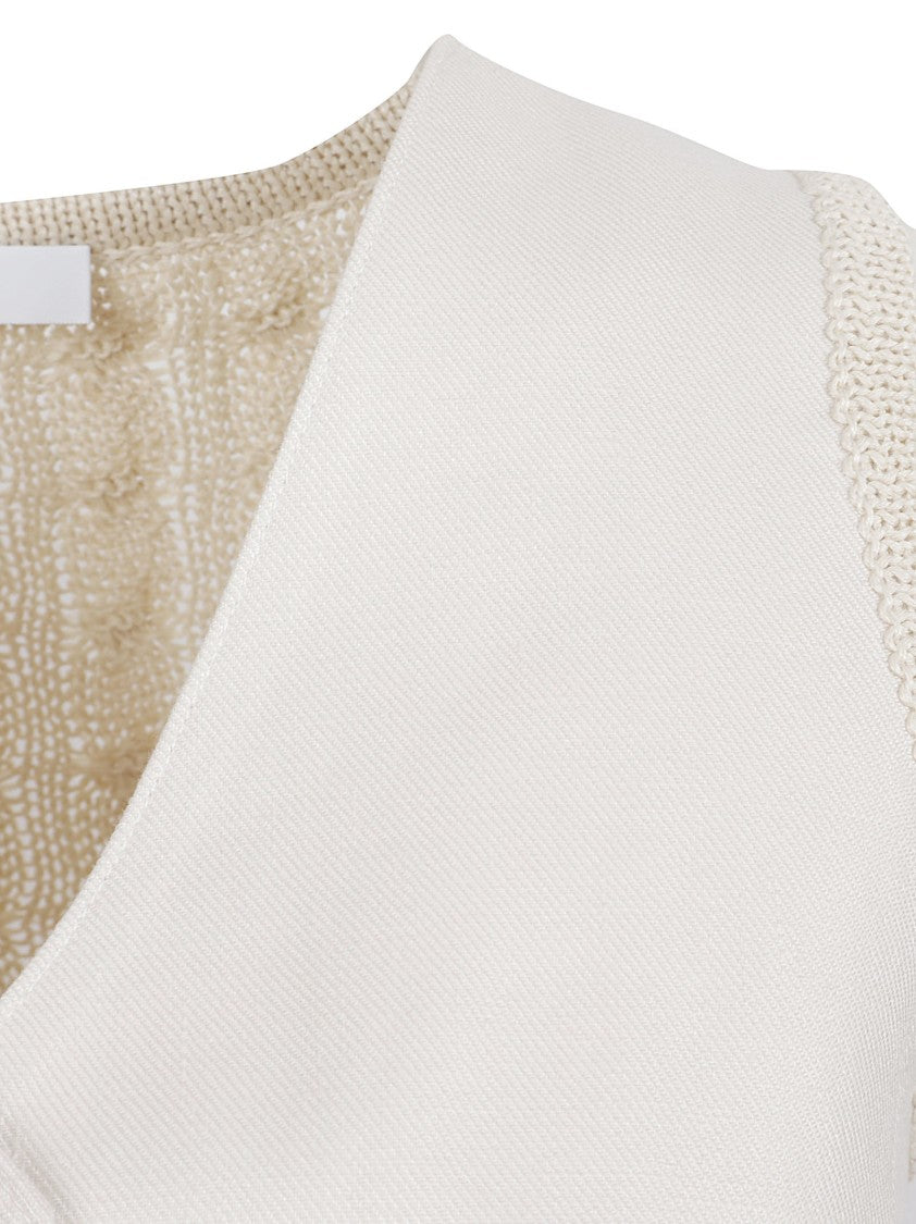 Max Mara Button-Down Linen Gilet With Textured Back And Ribbed Hem