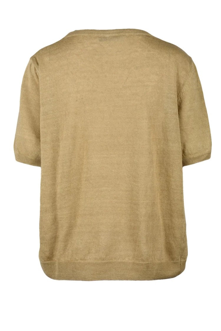 Max Mara Yellow Pancone Linen Knit Top