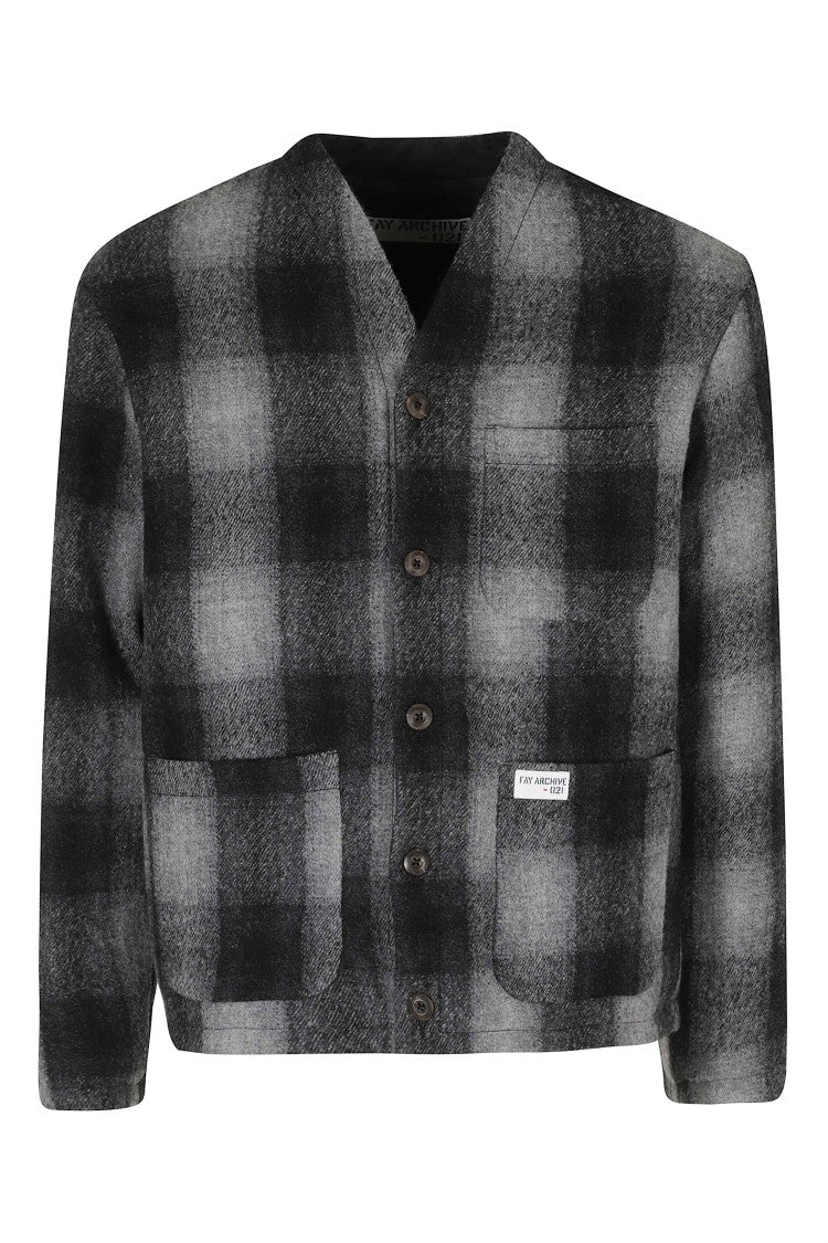 Fay Gray Dual Gear Reversible Checkered Wool Cardigan