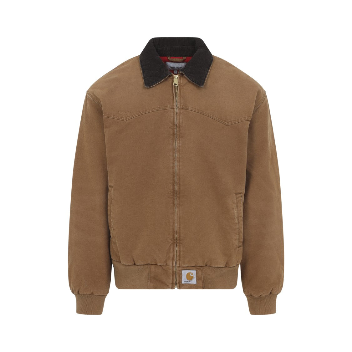 Carhartt Wip Brown Cotton Jacket With Contrasting Black Collar