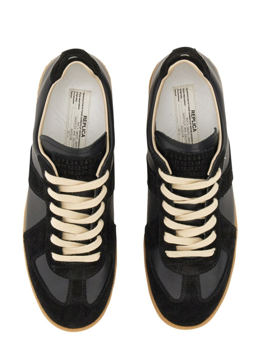 Maison Margiela Black Leather And Suede Sneakers