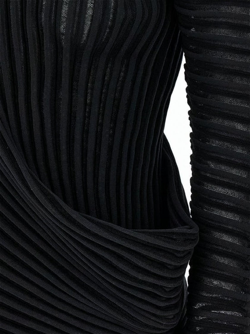 Issey Miyake Textured Long-Sleeve Top With Draped Detail