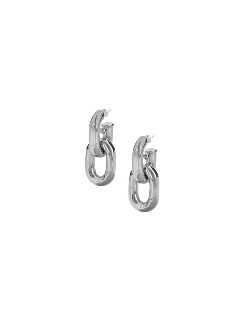 Rabanne Polished Silver Xl Link Earrings With Butterfly Closure