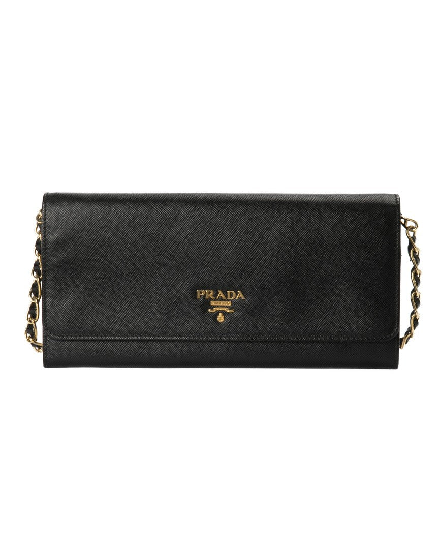 Prada Elegant Saffiano Leather Wallet On Chain By Prada
