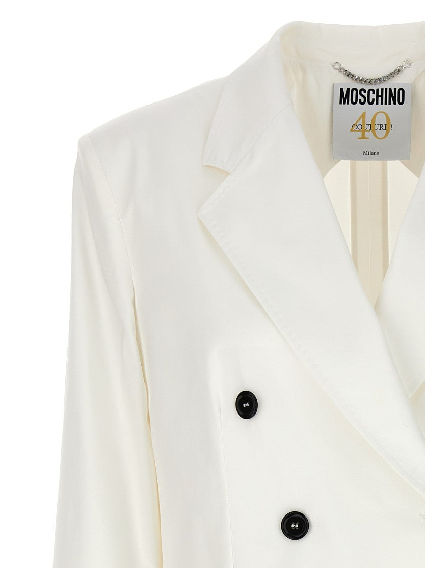 Moschino Double-Breasted Cotton Blazer With Button Closure