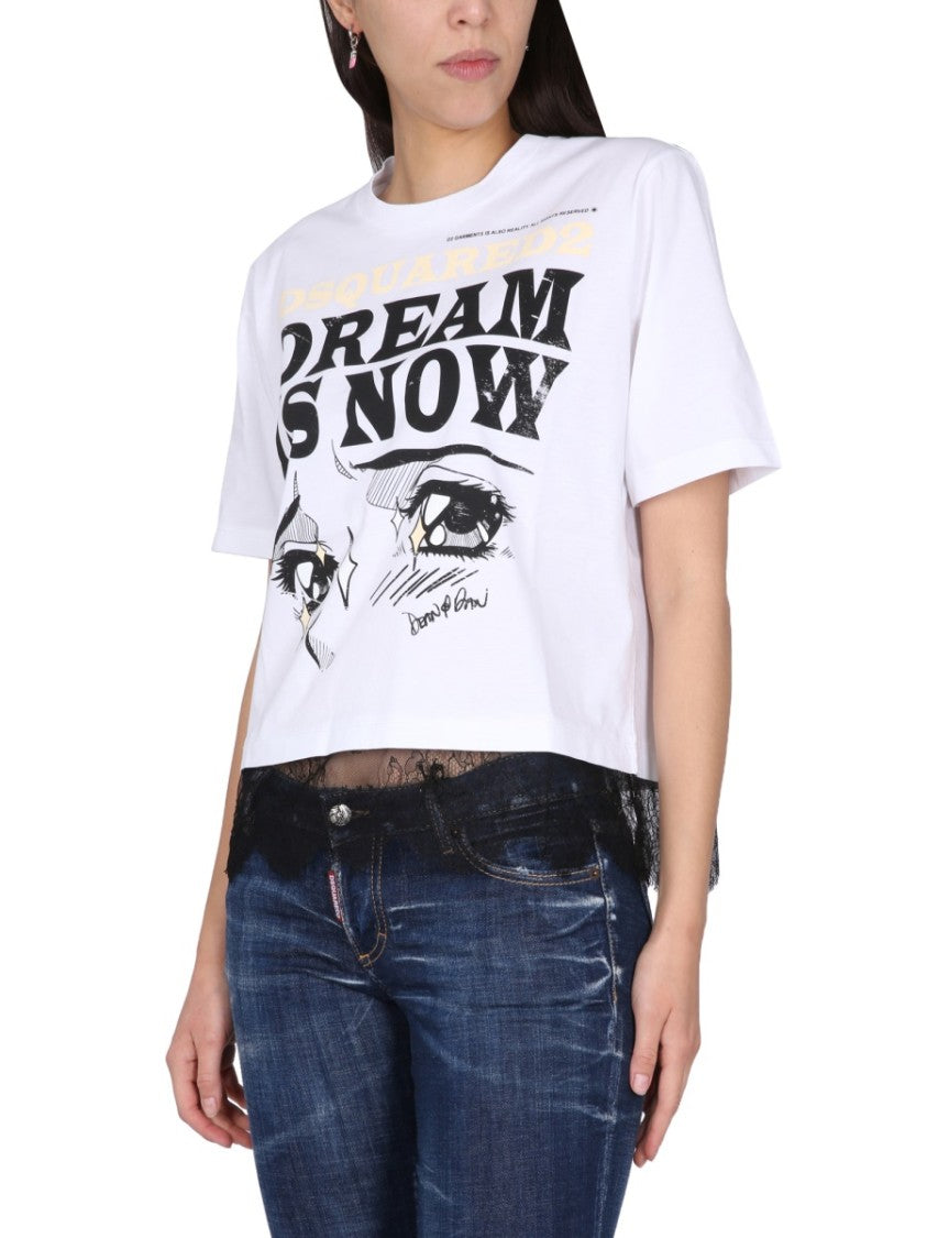Dsquared2 Cropped T-Shirt With Bold Logo Print