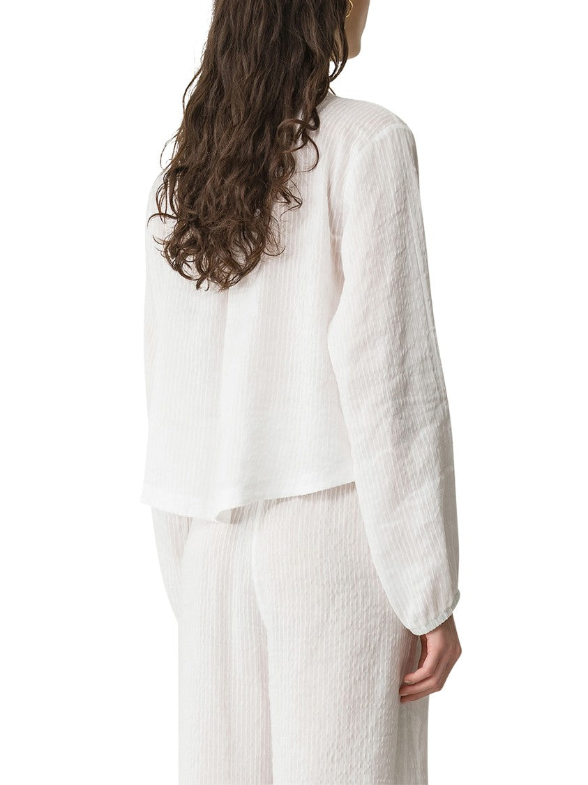 Forte Forte Lightweight Pinstriped Silk-Linen Voile Shirt