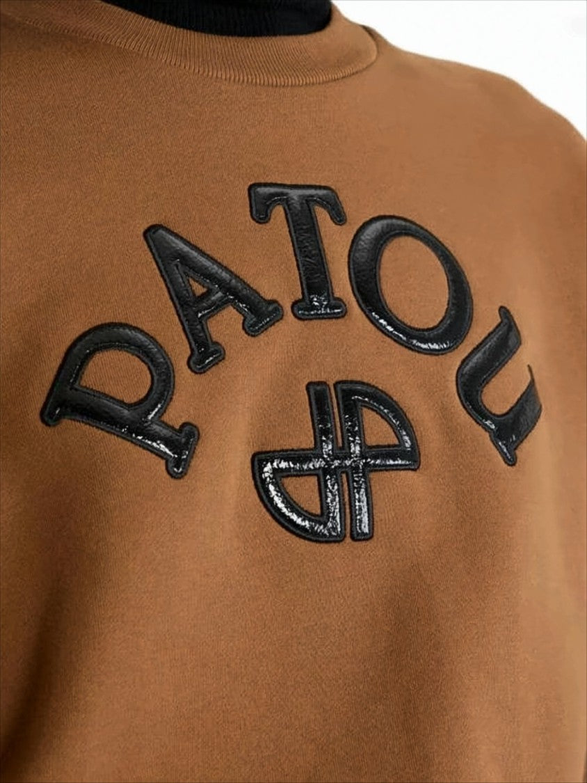 Patou Cropped Long-Sleeve Sweatshirt With Graphic Detail