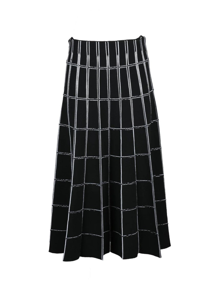 Antonino Valenti Black Viscose-Blend Zip Long Knit Skirt