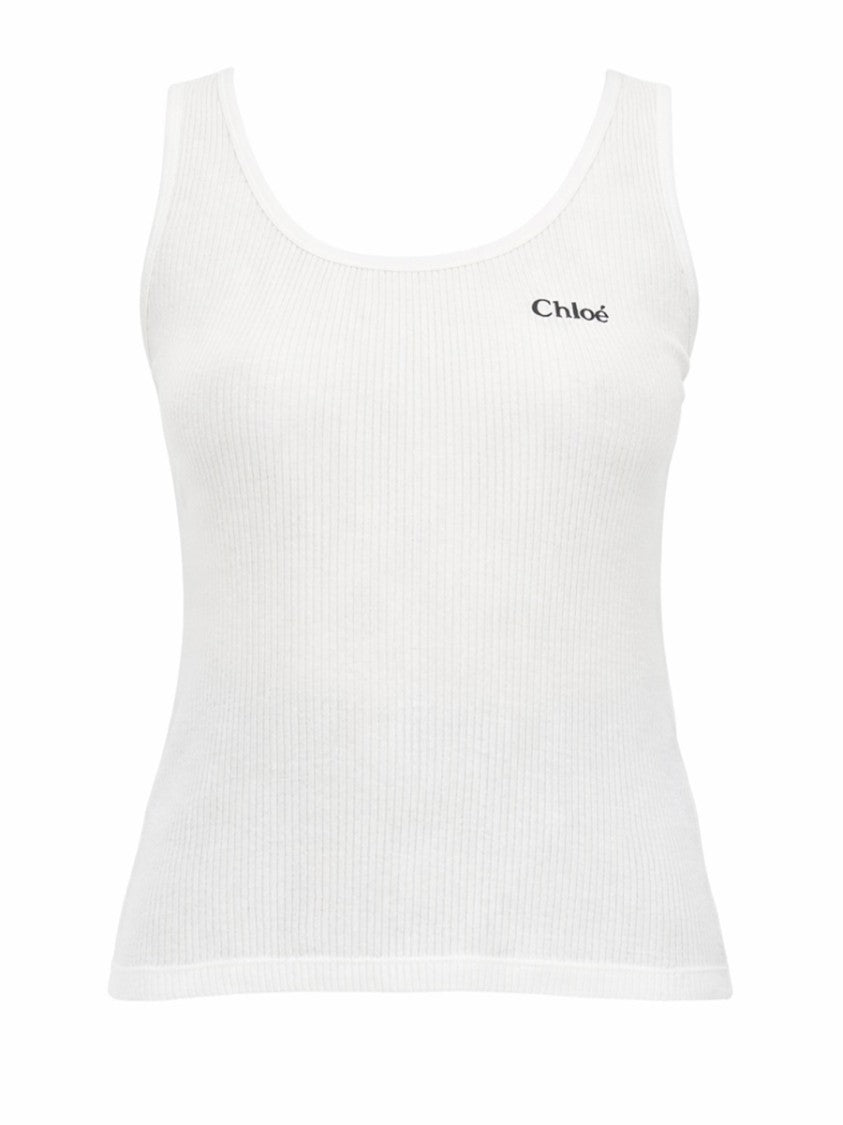 Chloé Slim Fit Ribbed Cotton Tank Top