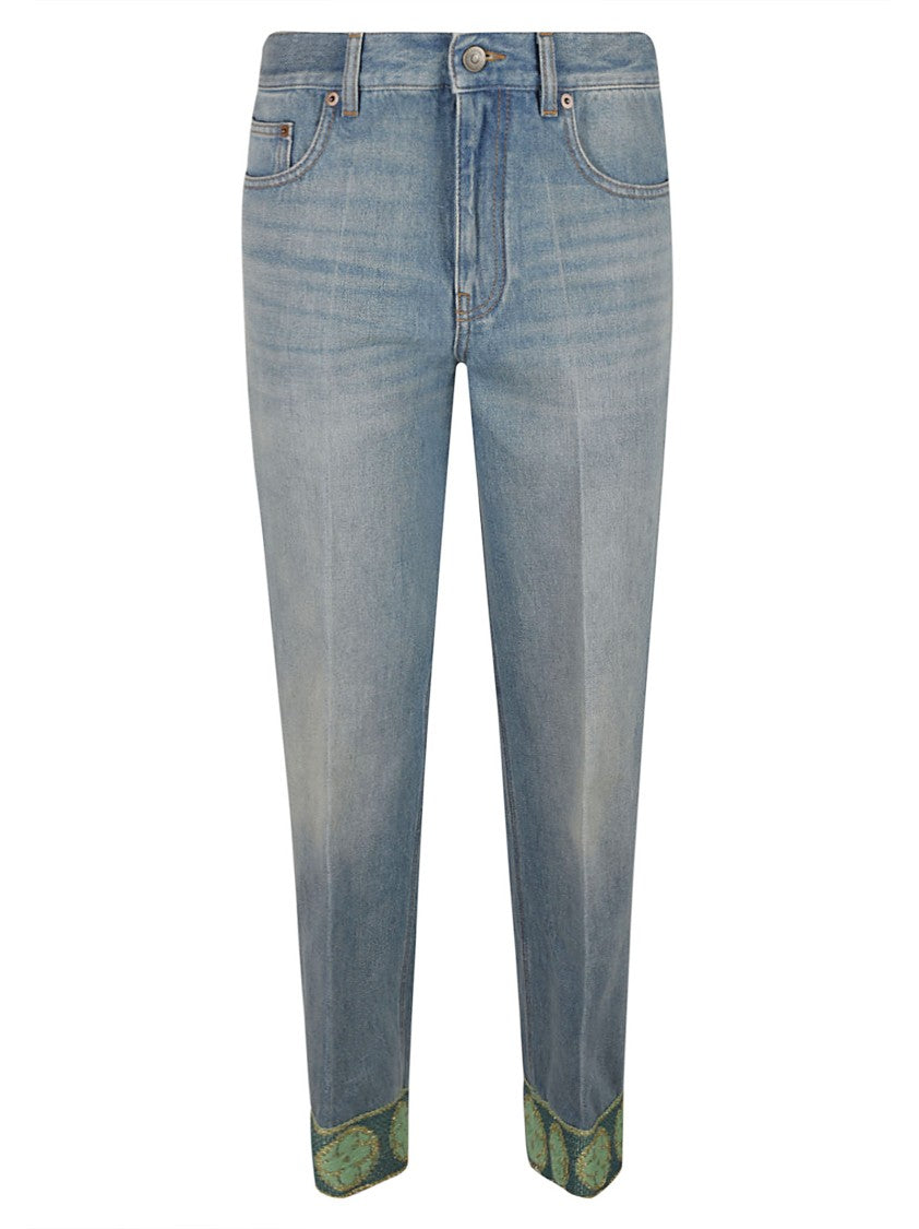 Valentino Garavani Straight-Leg Jeans With Decorative Cuffs