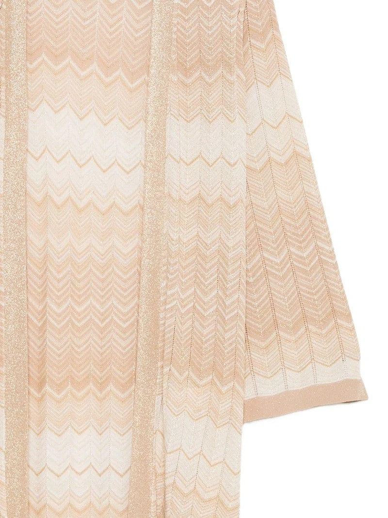 Mc2 Saint Barth Chevron Knit Open-Front Cardigan With Gradient Pattern