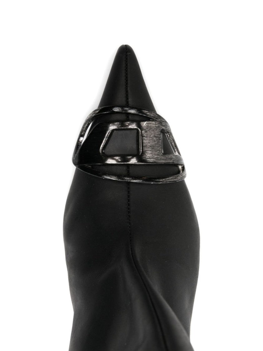 Diesel Pointed Toe Black Leather Boots