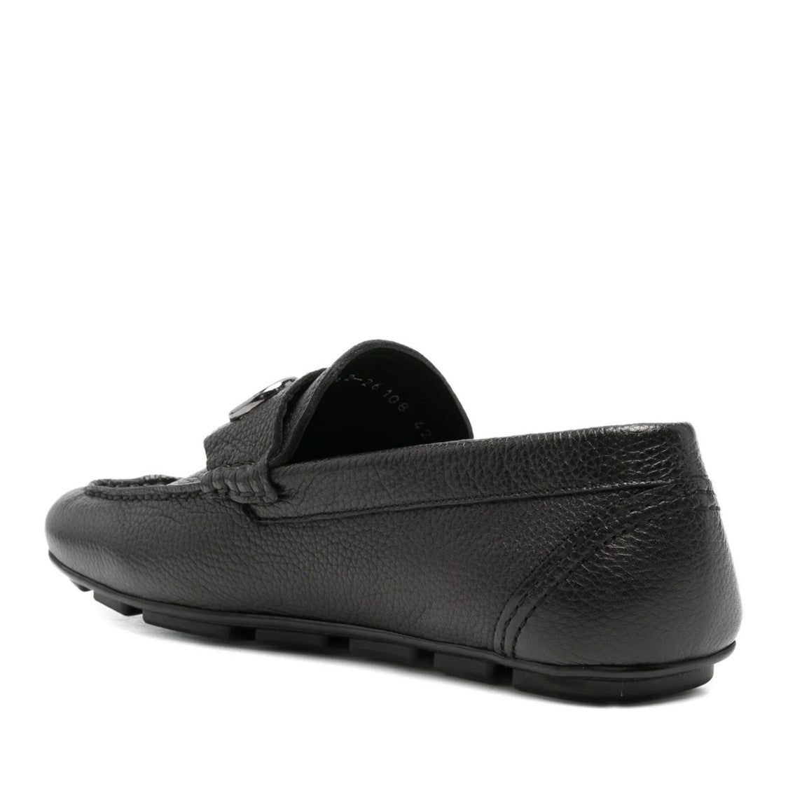 John Harrison Black Textured Leather Grip Sole Loafers