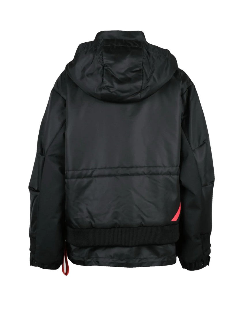 After Label Boxy Black Brennero Jacket With High Collar And Contrast Panels