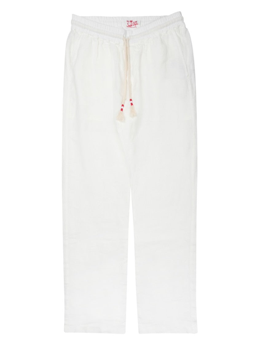 Mc2 Saint Barth Relaxed Fit Linen Trousers With Adjustable Drawstring And Subtle Back Pockets